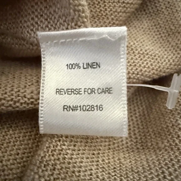 Garnet Hill Sweater Womens Large Linen Oatmeal Draped Capsule Cardigan Lagenlook - Picture 8 of 9